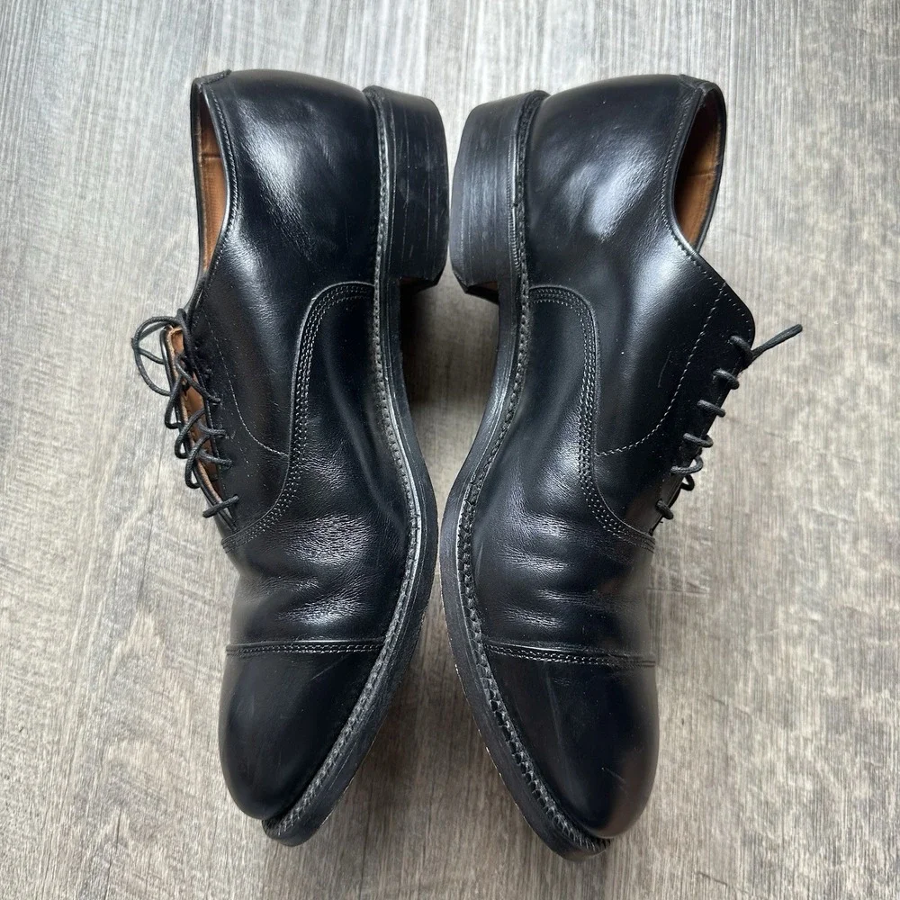 Allen Edmonds Park Avenue Black Cap Toe Oxfords Size Men's 7.5 Clean Condition